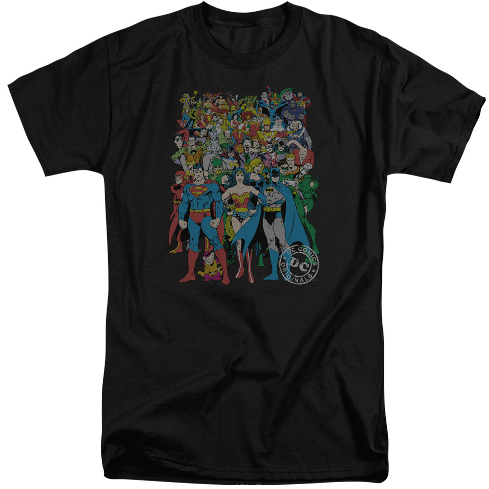 AN OFFCIALLY LICENSED DC ORIGINAL UNIVERSE MEN'S TALL FIT T-SHIRT BLACK