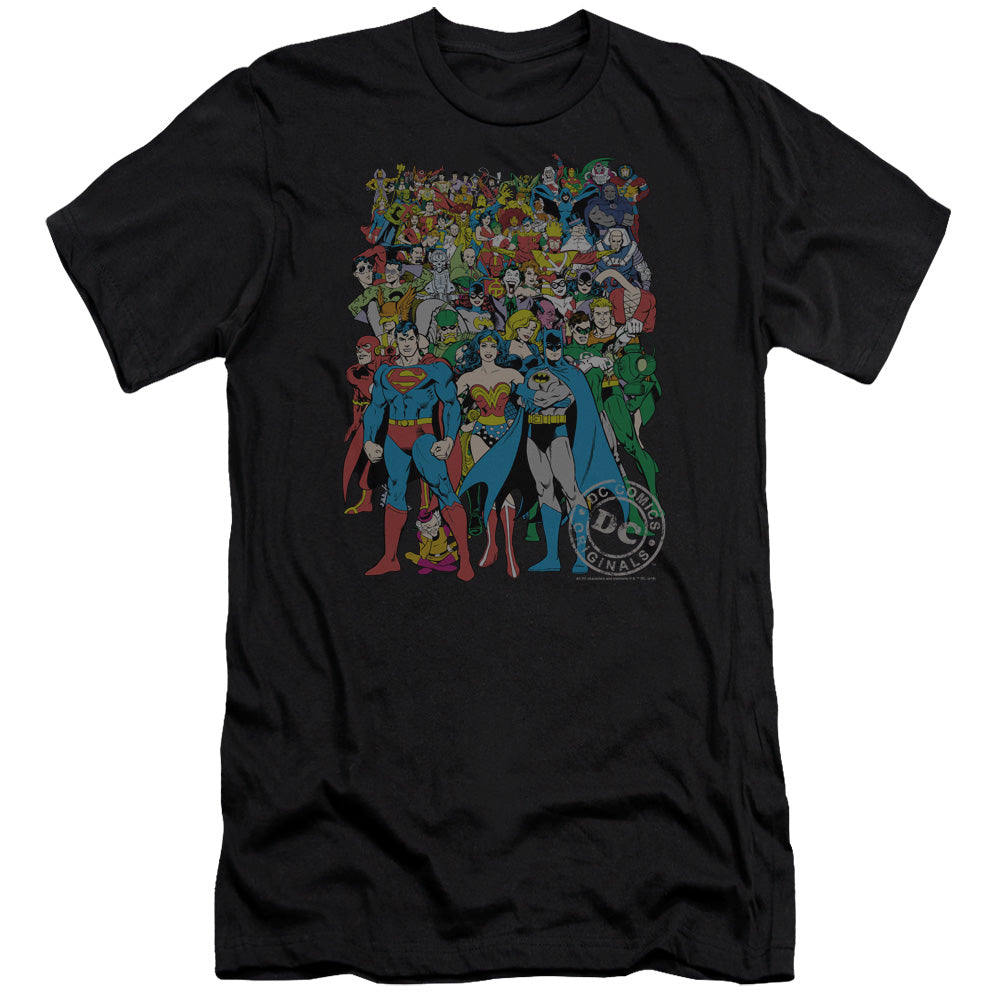AN OFFCIALLY LICENSED DC ORIGINAL UNIVERSE MEN'S PREMIUM SLIM FIT T-SHIRT BLACK