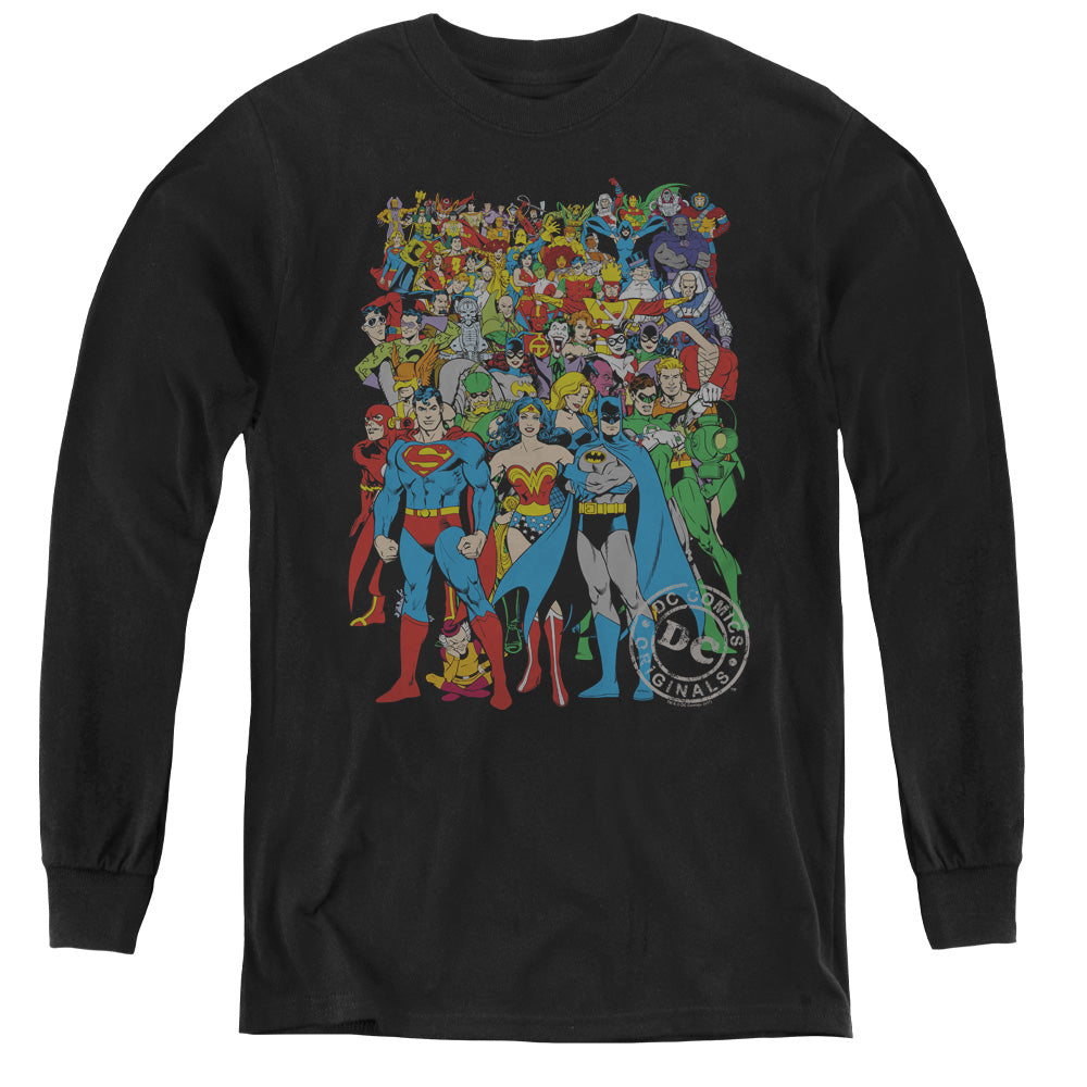 AN OFFCIALLY LICENSED DC ORIGINAL UNIVERSE YOUTH LONG SLEEVE T-SHIRT BLACK