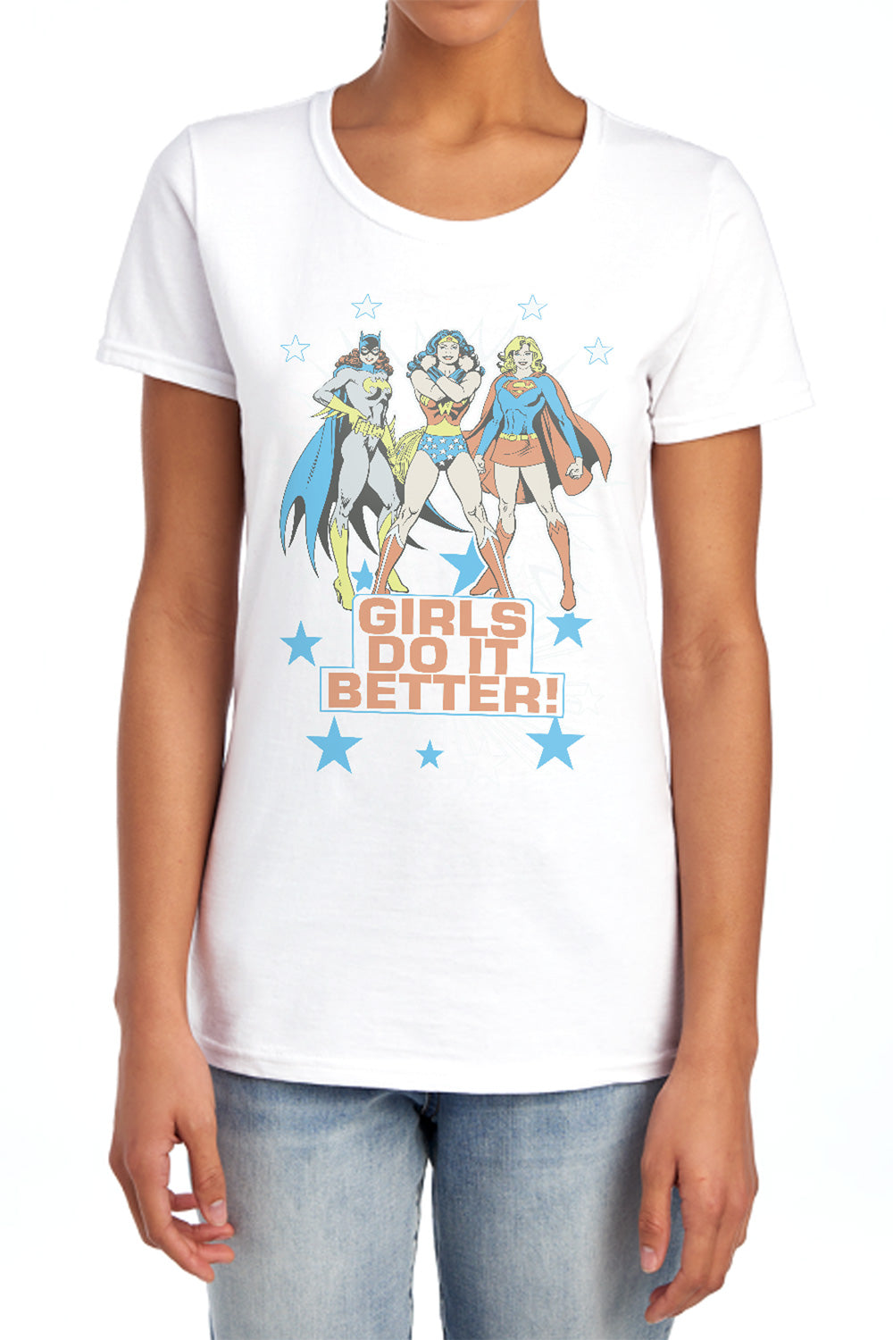 AN OFFCIALLY LICENSED DC STAR OF PARADISE ISLAND WOMEN'S REGULAR FIT T-SHIRT LIGHT BLUE