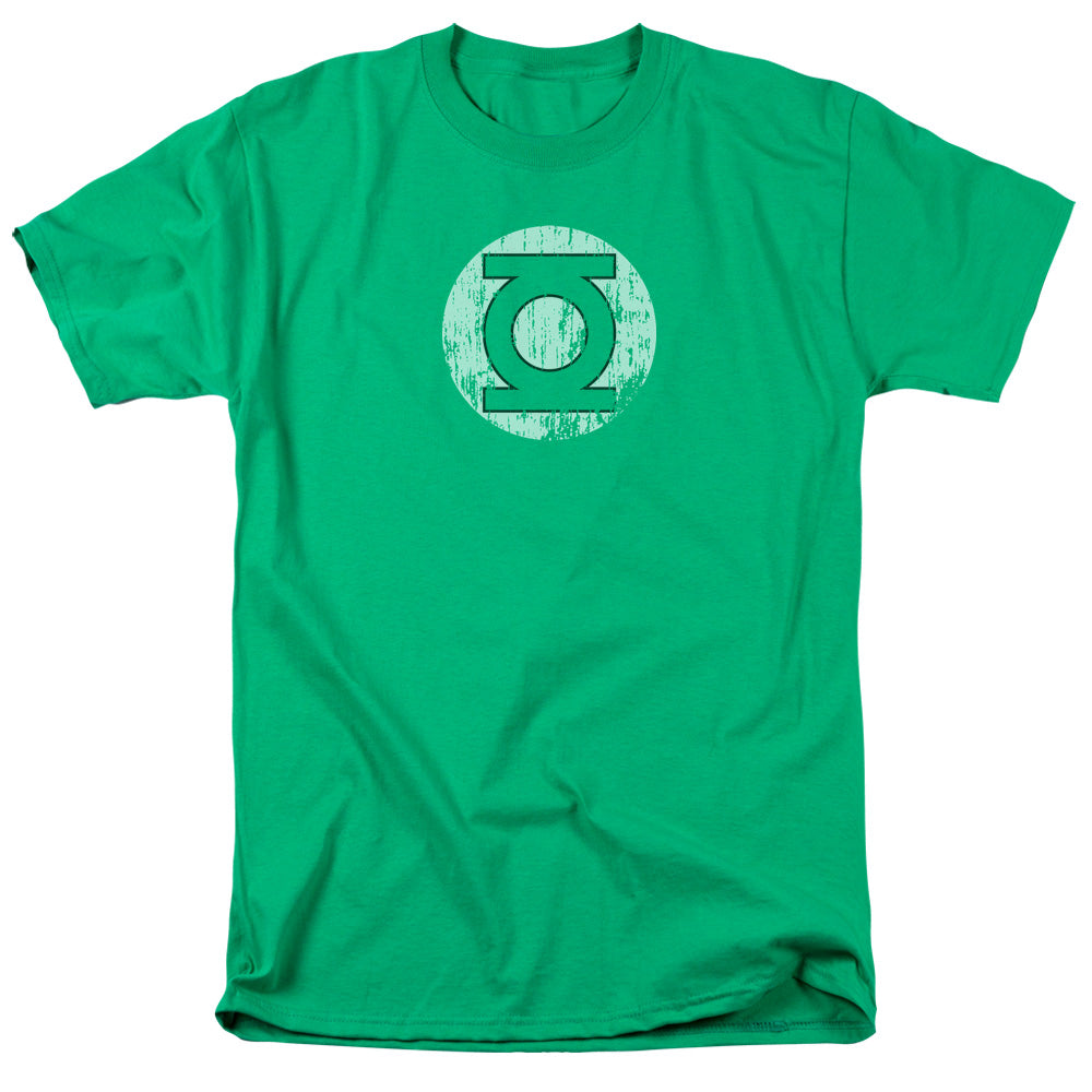 AN OFFCIALLY LICENSED DC DISTRESSED LANTERN LOGO MEN'S REGULAR FIT T-SHIRT KELLY GREEN
