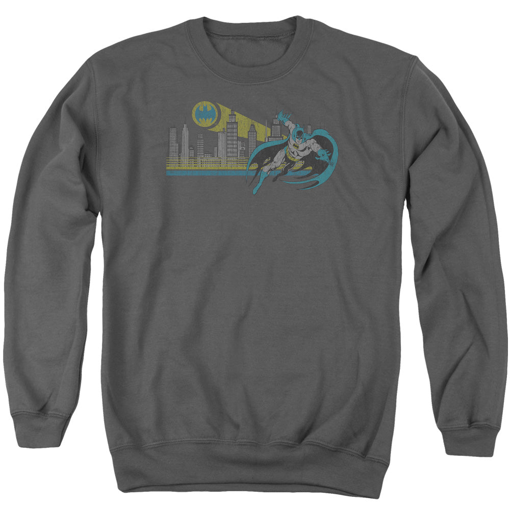 AN OFFCIALLY LICENSED DC GOTHAM RETRO ADULT UNISEX CREWNECK SWEATSHIRT CHARCOAL