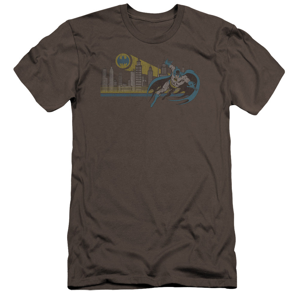 AN OFFCIALLY LICENSED DC GOTHAM RETRO MEN'S PREMIUM SLIM FIT T-SHIRT CHARCOAL