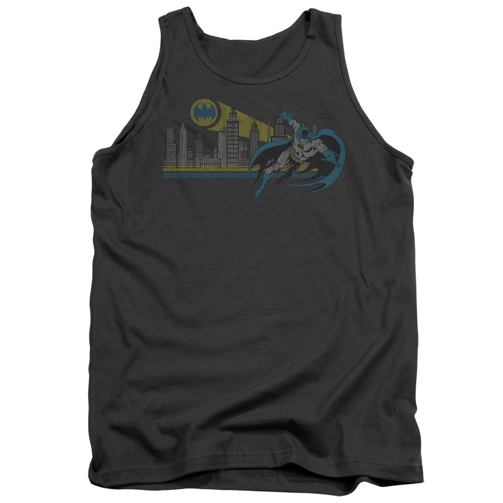 AN OFFCIALLY LICENSED DC GOTHAM RETRO ADULT UNISEX TANK TOP CHARCOAL