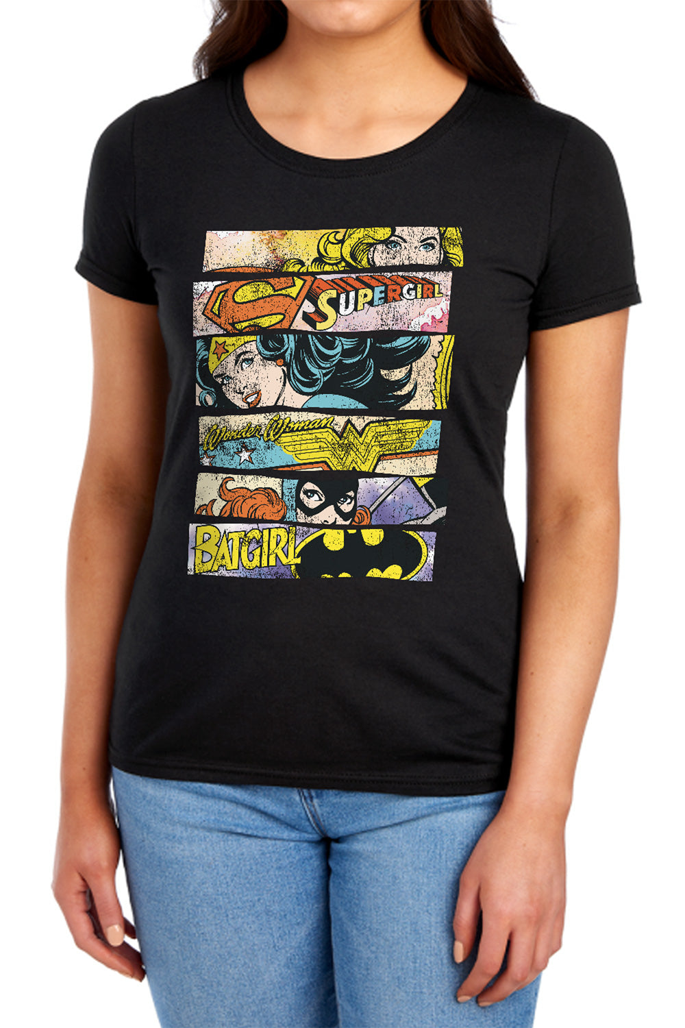 AN OFFCIALLY LICENSED DC THREE OF A KIND WOMEN'S REGULAR FIT T-SHIRT BLACK
