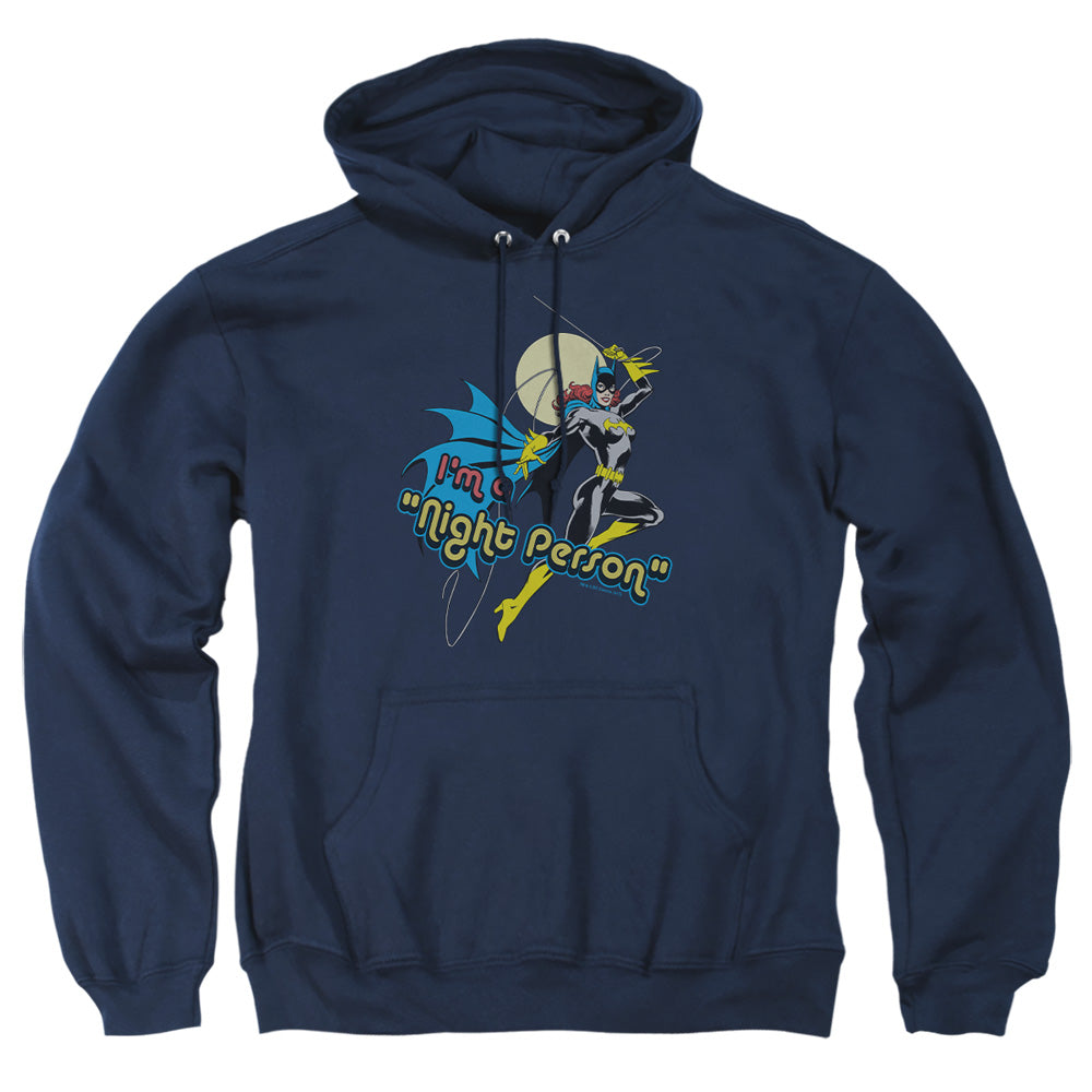 AN OFFCIALLY LICENSED DC NIGHT PERSON ADULT UNISEX PULLOVER HOODIE NAVY