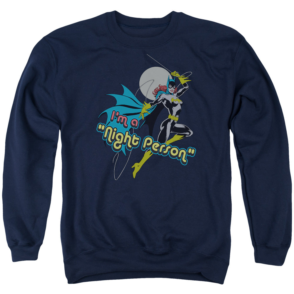 AN OFFCIALLY LICENSED DC NIGHT PERSON ADULT UNISEX CREWNECK SWEATSHIRT NAVY