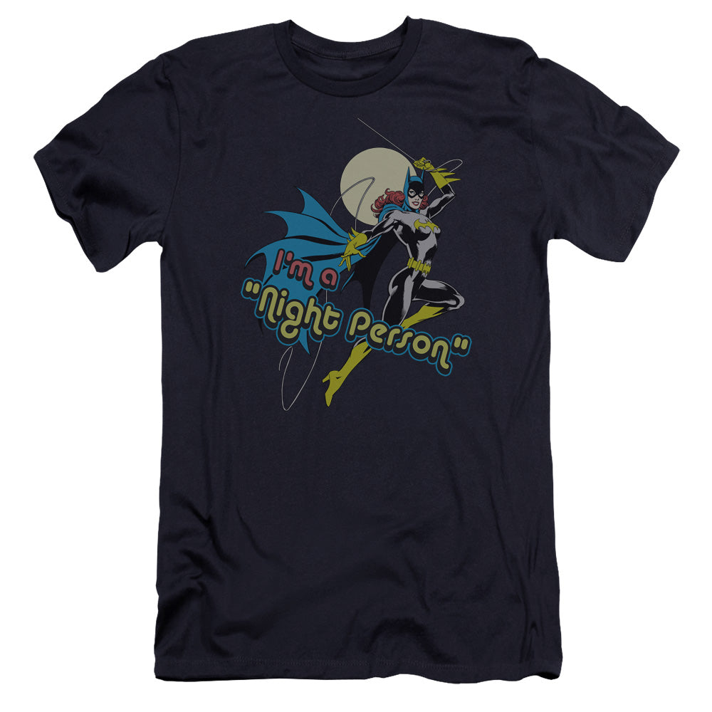 AN OFFCIALLY LICENSED DC NIGHT PERSON MEN'S PREMIUM SLIM FIT T-SHIRT NAVY
