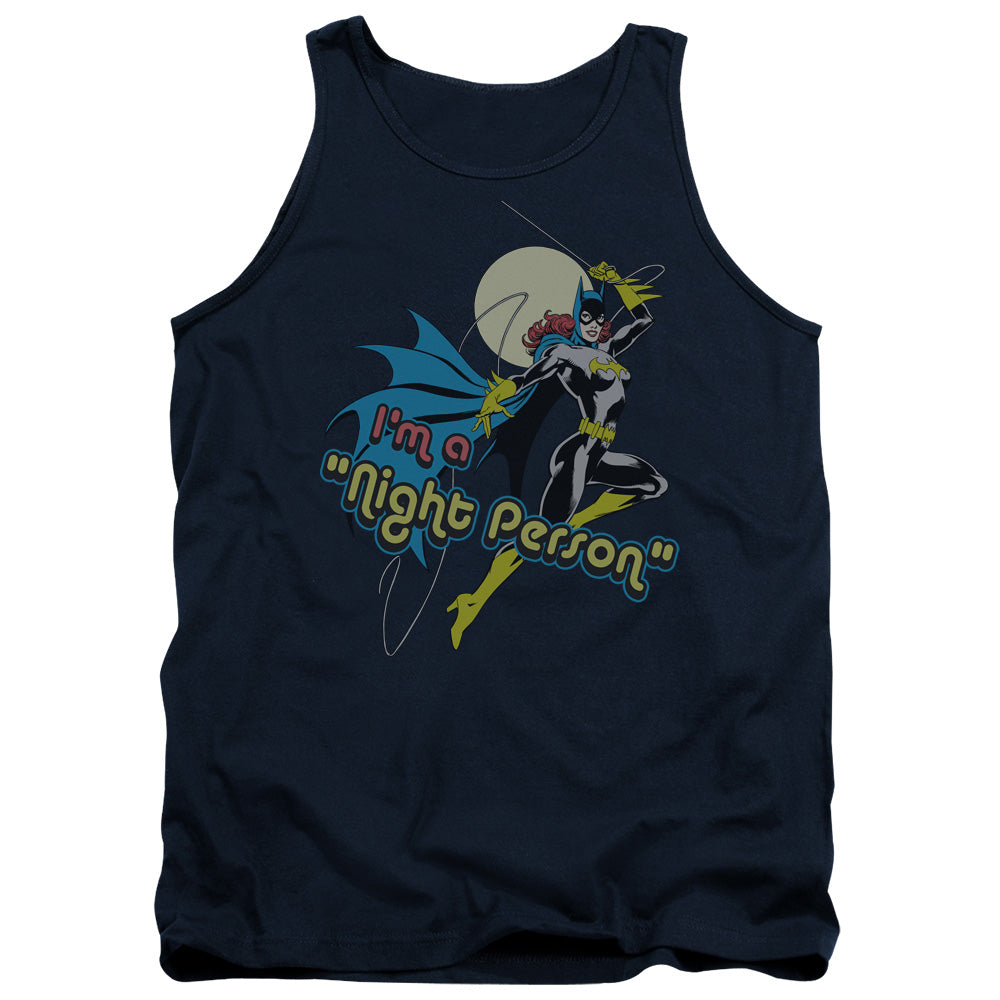 AN OFFCIALLY LICENSED DC NIGHT PERSON ADULT UNISEX TANK TOP NAVY