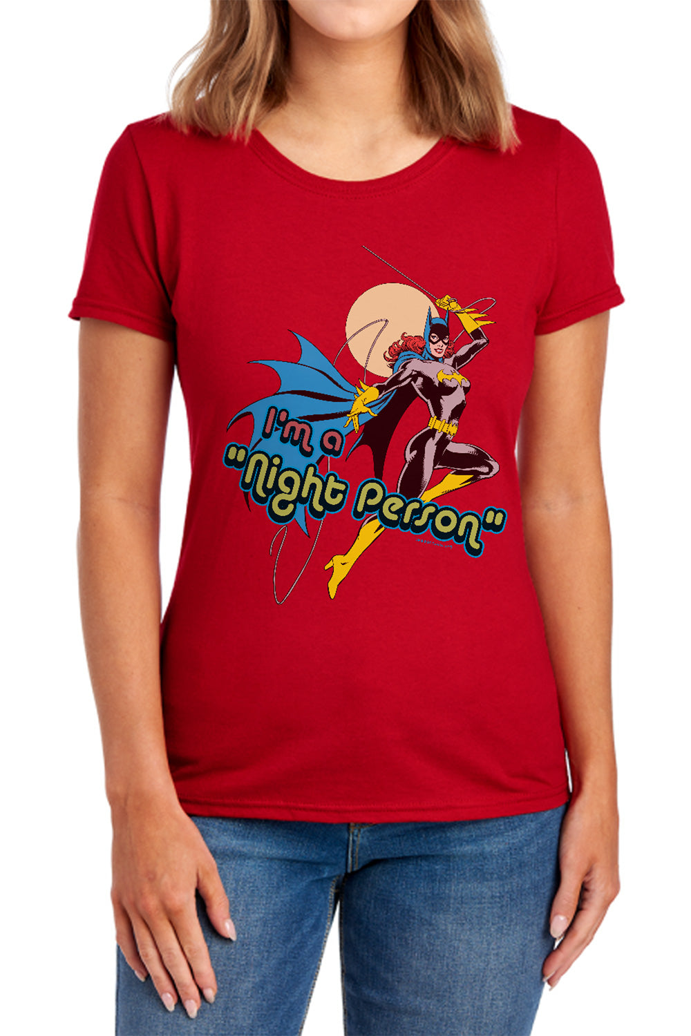 AN OFFCIALLY LICENSED DC NIGHT PERSON WOMEN'S REGULAR FIT T-SHIRT NAVY