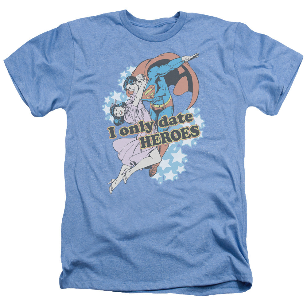 AN OFFCIALLY LICENSED DC FICKLE MEN'S HEATHER T-SHIRT LIGHT BLUE