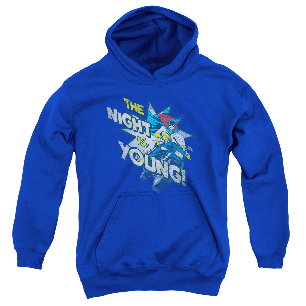 AN OFFCIALLY LICENSED DC THE NIGHT IS YOUNG YOUTH HOODIE ROYAL