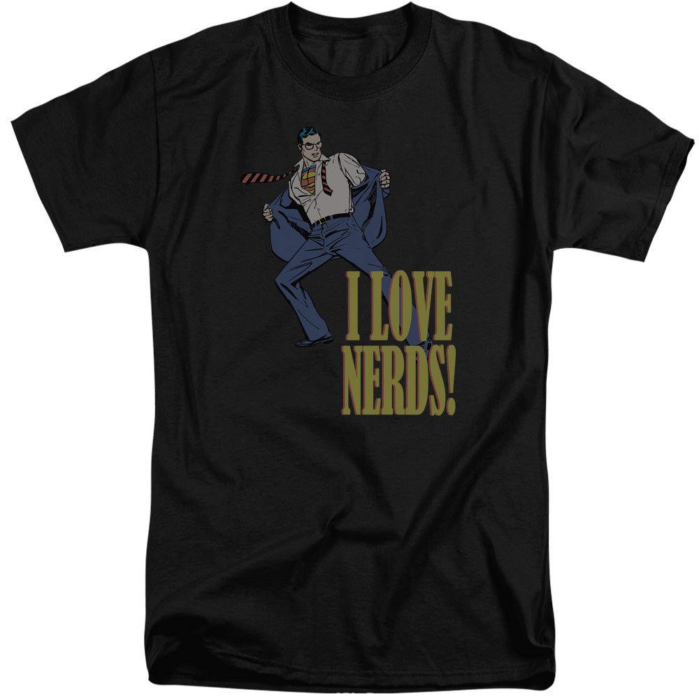 AN OFFCIALLY LICENSED DC I LOVE NERDS MEN'S TALL FIT T-SHIRT BLACK
