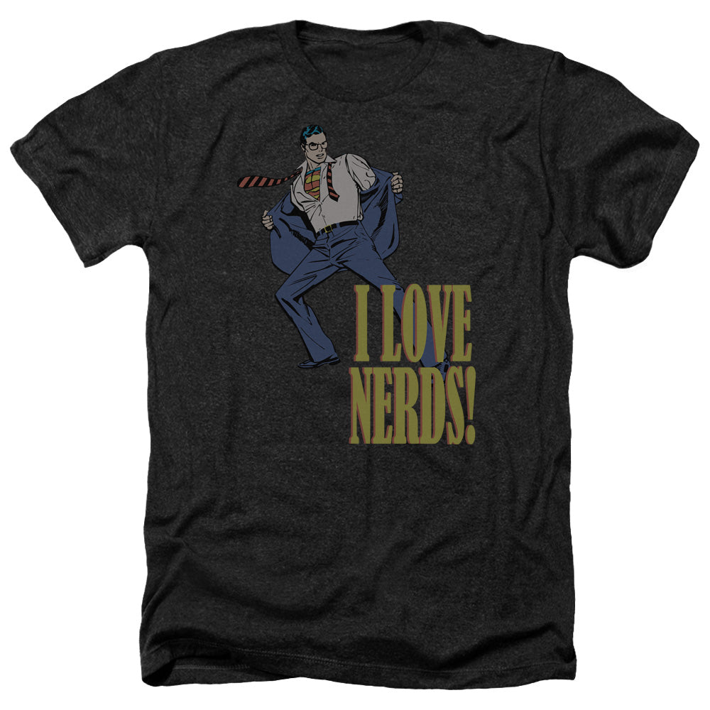AN OFFCIALLY LICENSED DC I LOVE NERDS MEN'S HEATHER T-SHIRT CHARCOAL