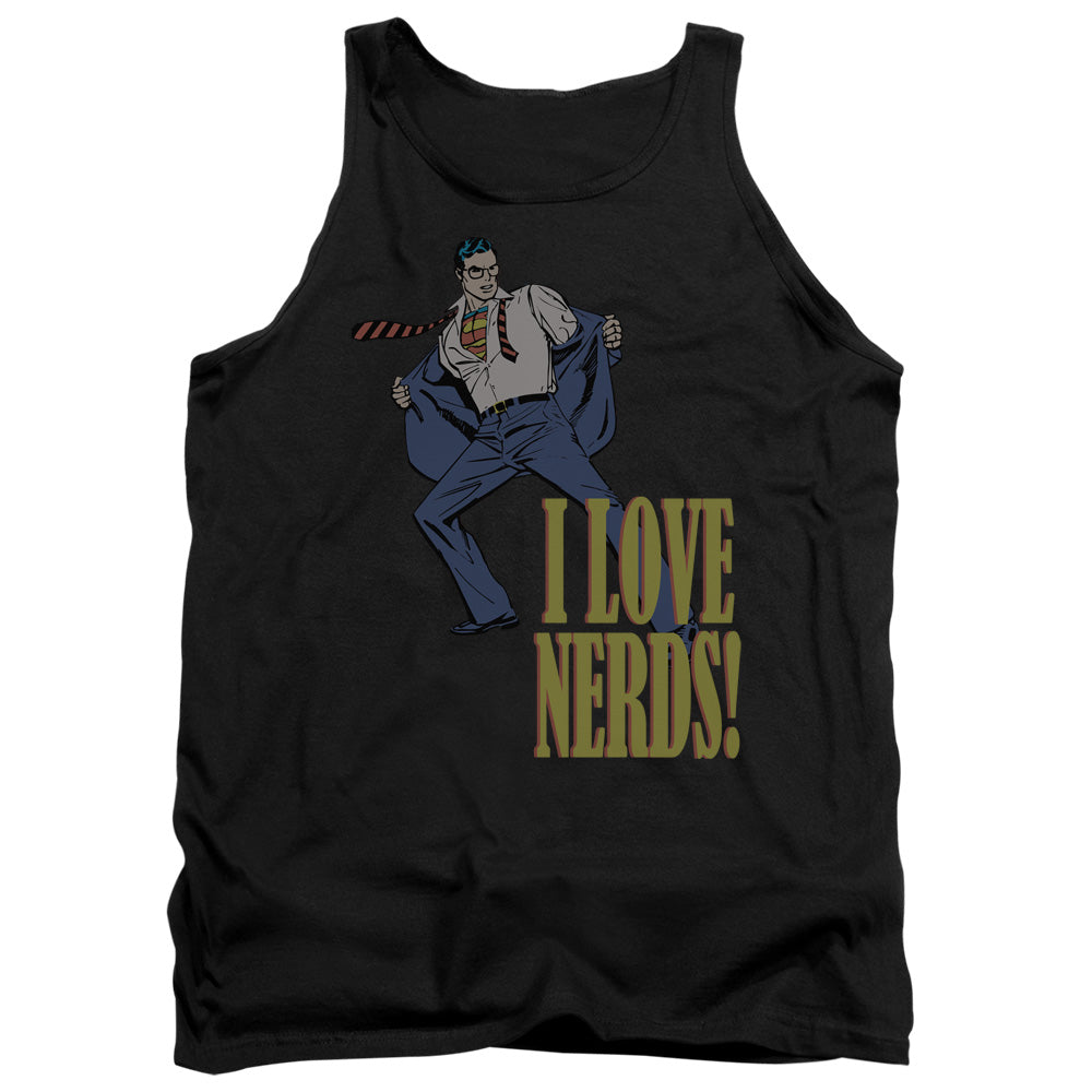 AN OFFCIALLY LICENSED DC I LOVE NERDS ADULT UNISEX TANK TOP BLACK