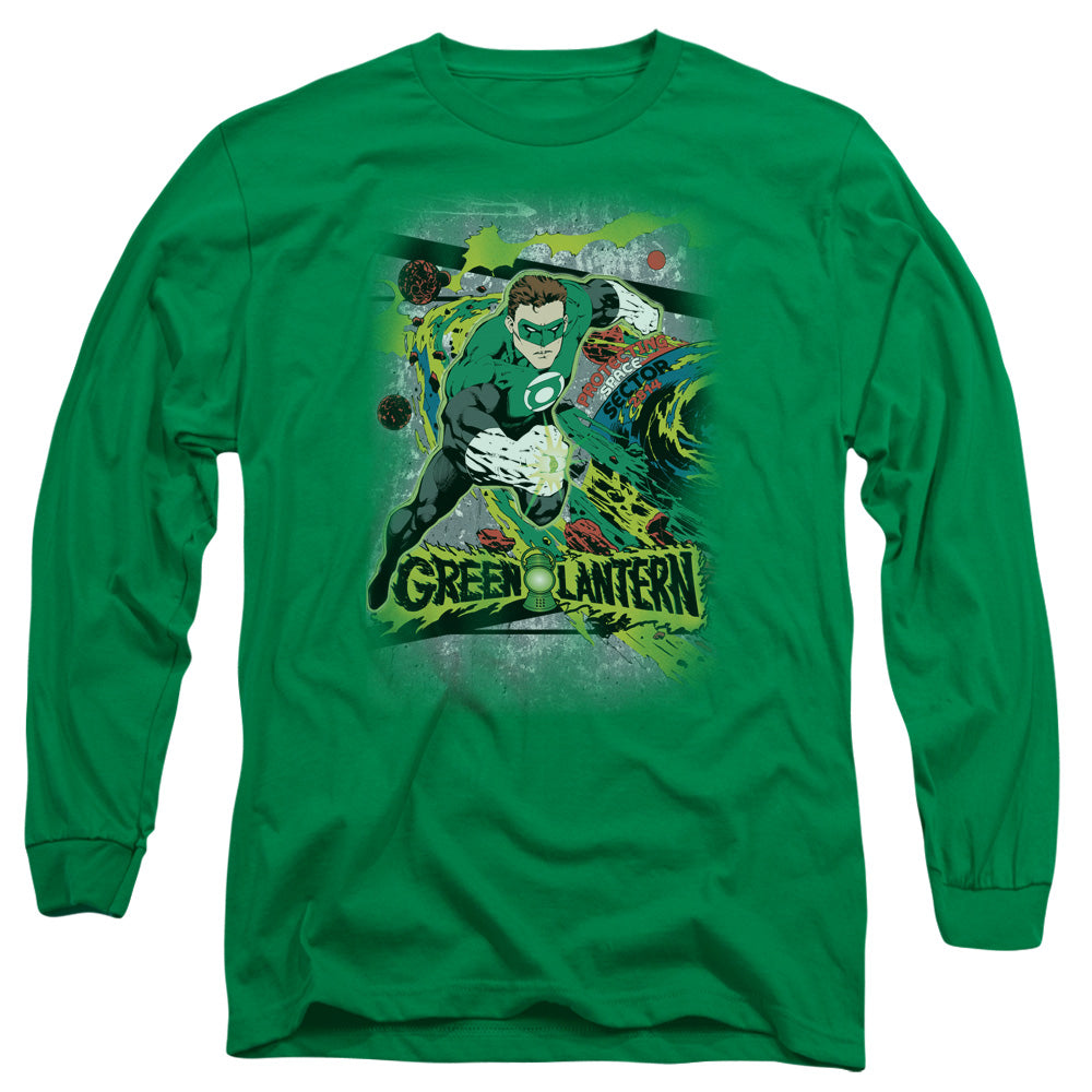 AN OFFCIALLY LICENSED DC SPACE SECTOR 2814 MEN'S LONG SLEEVE T-SHIRT KELLY GREEN