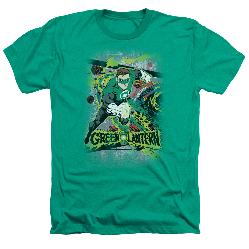 AN OFFCIALLY LICENSED DC SPACE SECTOR 2814 MEN'S HEATHER T-SHIRT KELLY GREEN