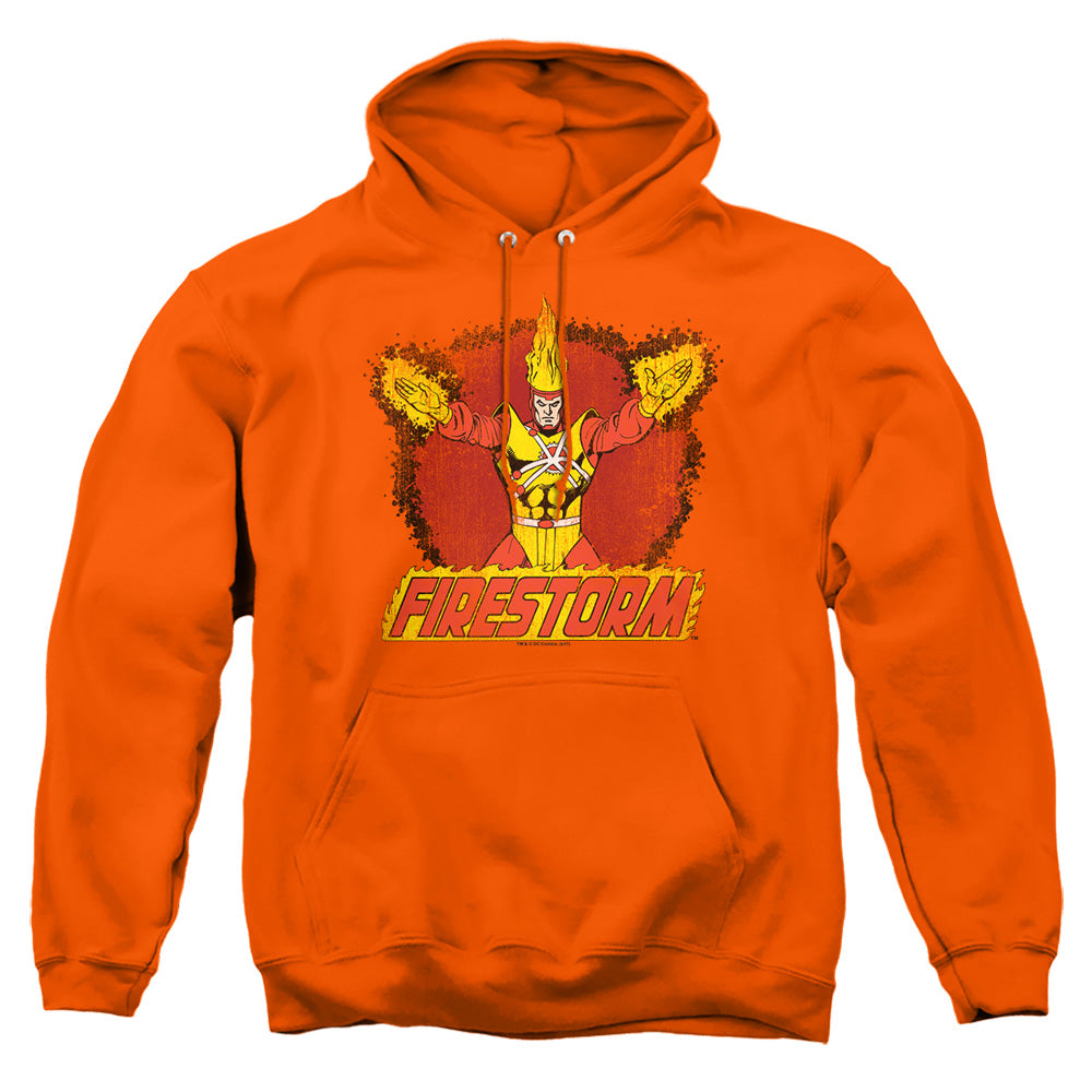 AN OFFCIALLY LICENSED DC RING OF FIRESTORM ADULT UNISEX PULLOVER HOODIE ORANGE