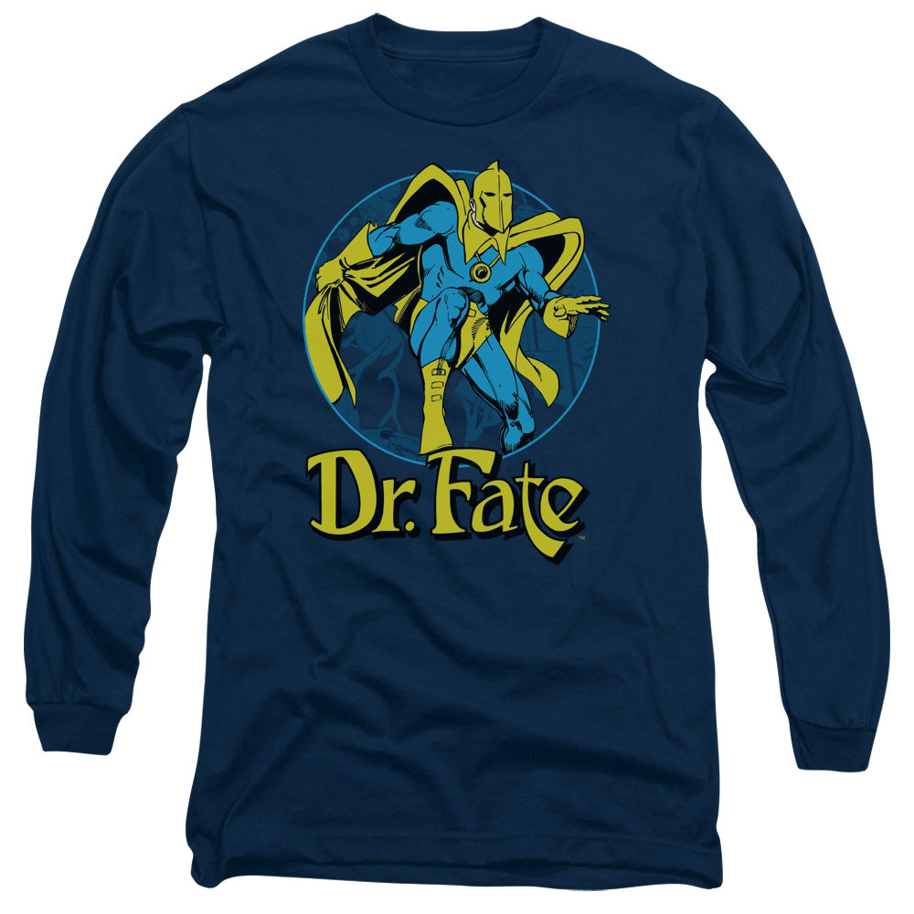 AN OFFCIALLY LICENSED DC DR FATE ANKH MEN'S LONG SLEEVE T-SHIRT NAVY