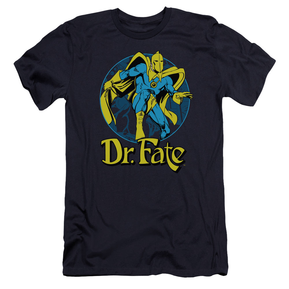 AN OFFCIALLY LICENSED DC DR FATE ANKH MEN'S PREMIUM SLIM FIT T-SHIRT NAVY