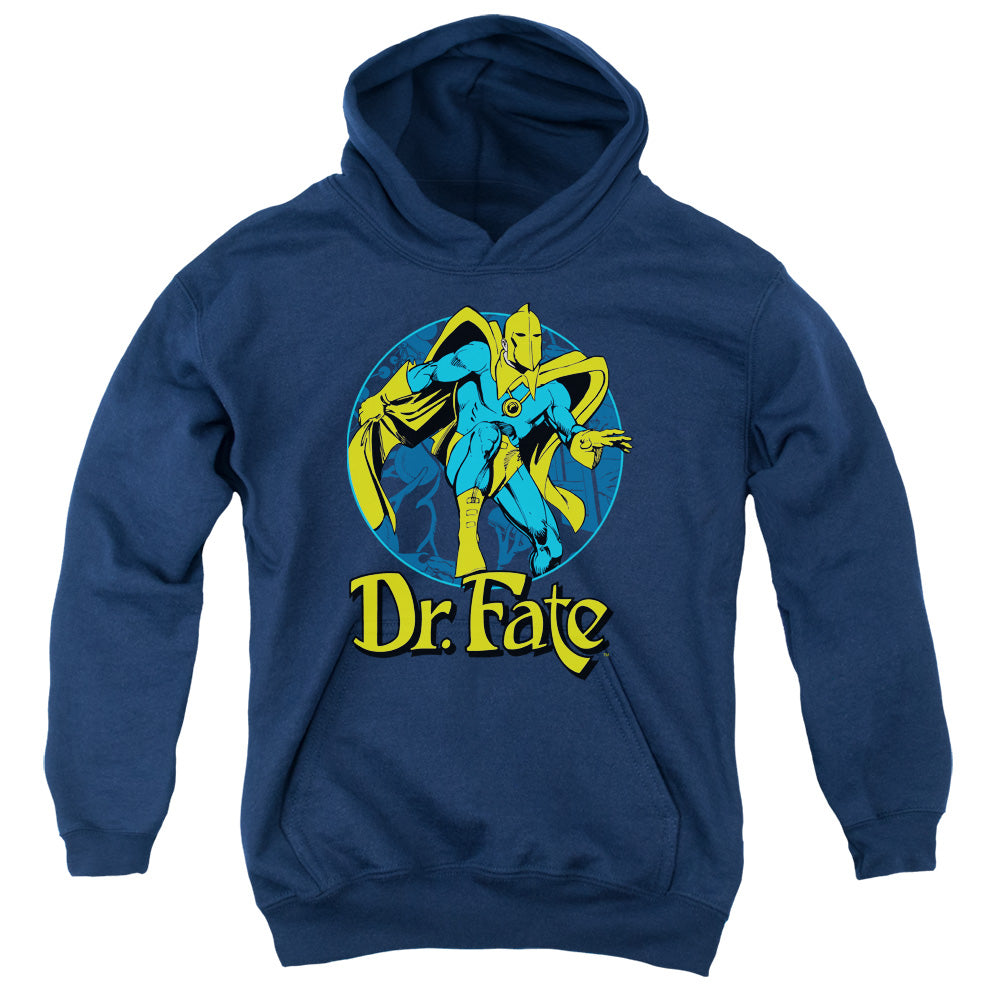 AN OFFCIALLY LICENSED DC DR FATE ANKH YOUTH HOODIE NAVY