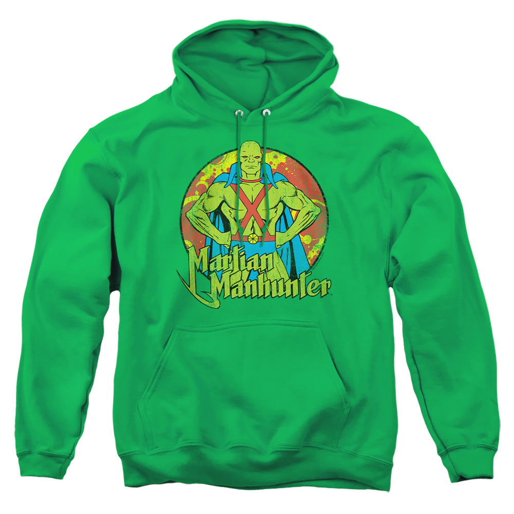 AN OFFCIALLY LICENSED DC MARTIAN MANHUNTER ADULT UNISEX PULLOVER HOODIE KELLY GREEN