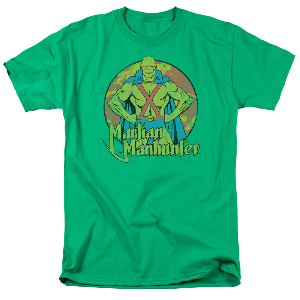 AN OFFCIALLY LICENSED DC MARTIAN MANHUNTER MEN'S REGULAR FIT T-SHIRT KELLY GREEN