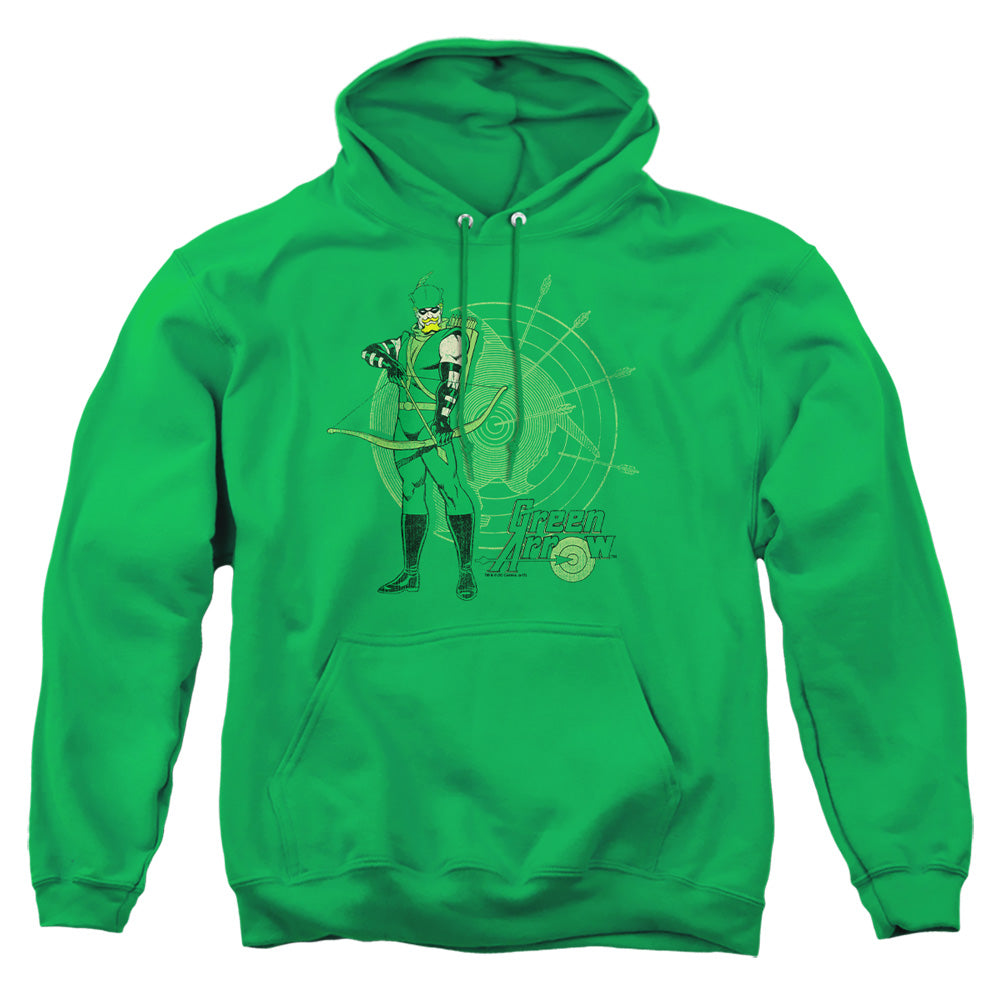 AN OFFCIALLY LICENSED DC ARROW TARGET ADULT UNISEX PULLOVER HOODIE KELLY GREEN