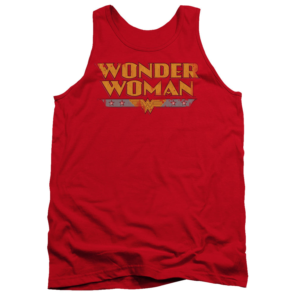 AN OFFCIALLY LICENSED DC WONDER WOMAN LOGO ADULT UNISEX TANK TOP RED