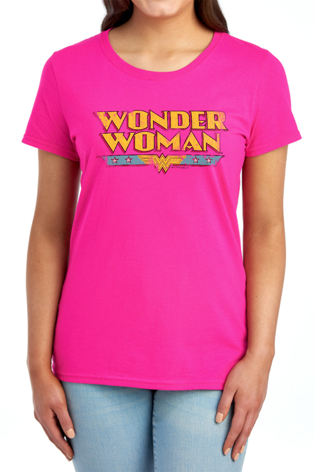 AN OFFCIALLY LICENSED DC WONDER WOMAN LOGO WOMEN'S REGULAR FIT T-SHIRT RED