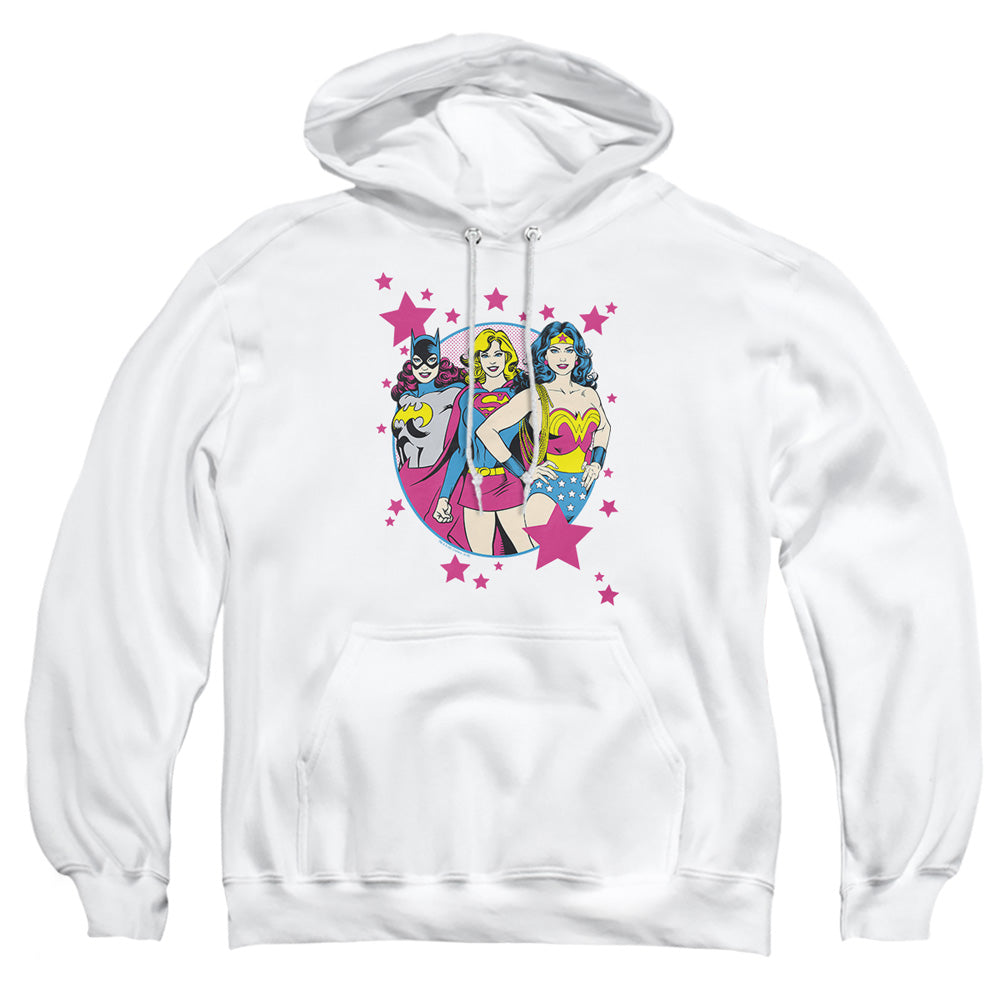 AN OFFCIALLY LICENSED DC WE ARE SUPERIOR ADULT UNISEX PULLOVER HOODIE WHITE