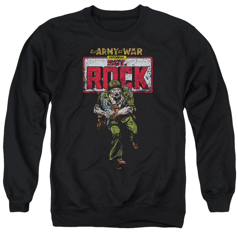 AN OFFCIALLY LICENSED DC SGT ROCK ADULT UNISEX CREWNECK SWEATSHIRT BLACK