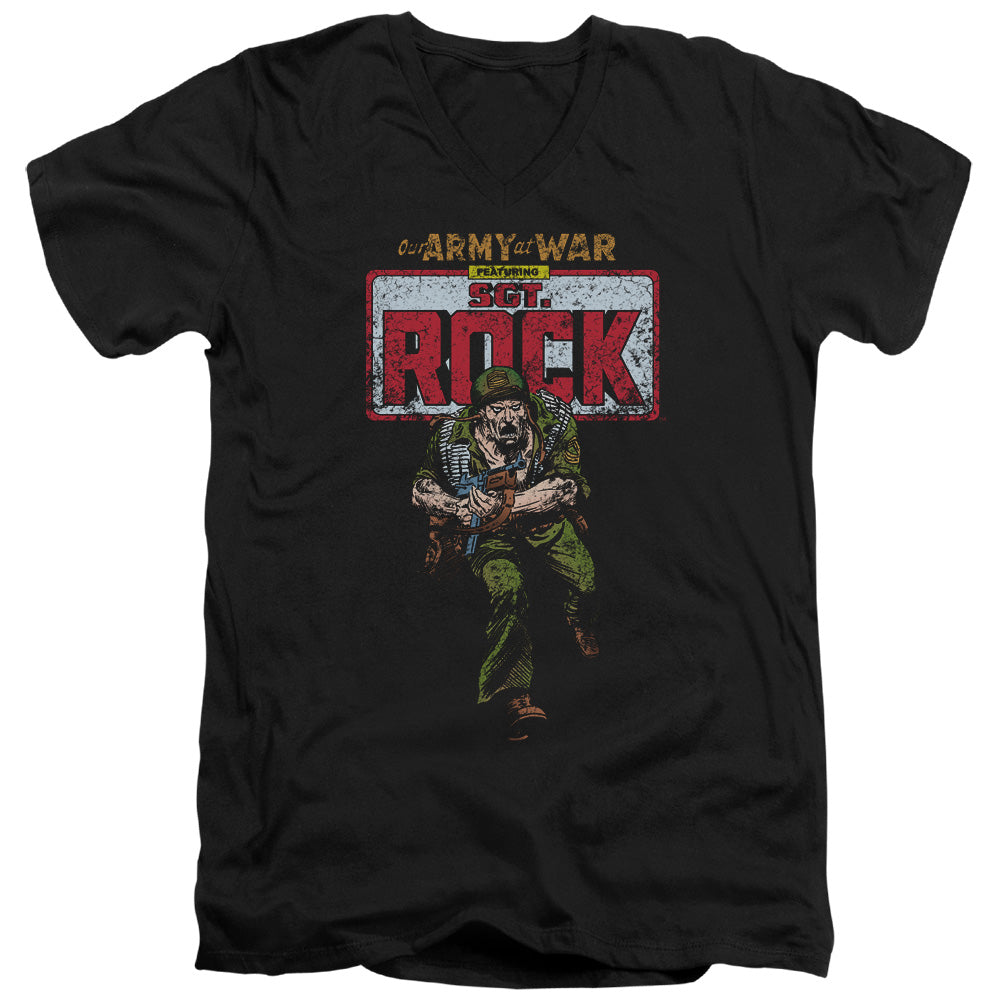AN OFFCIALLY LICENSED DC SGT ROCK MEN'S V-NECK T-SHIRT BLACK