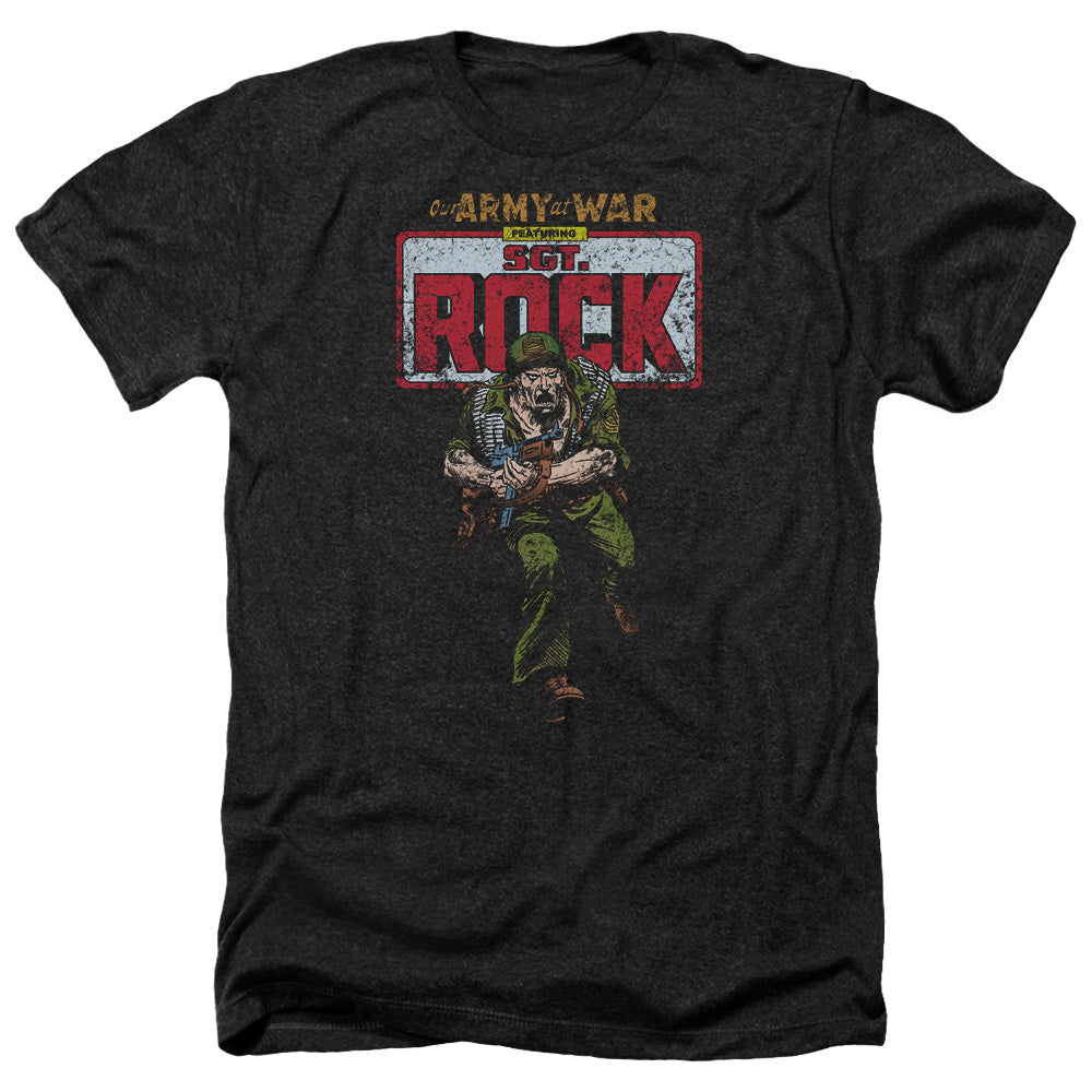 AN OFFCIALLY LICENSED DC SGT ROCK MEN'S HEATHER T-SHIRT CHARCOAL