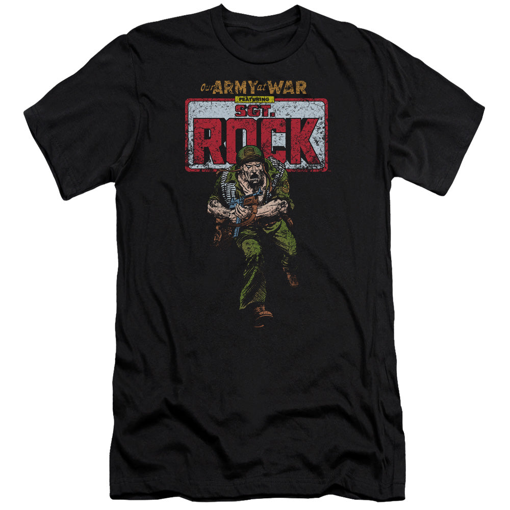 AN OFFCIALLY LICENSED DC SGT ROCK MEN'S PREMIUM SLIM FIT T-SHIRT BLACK