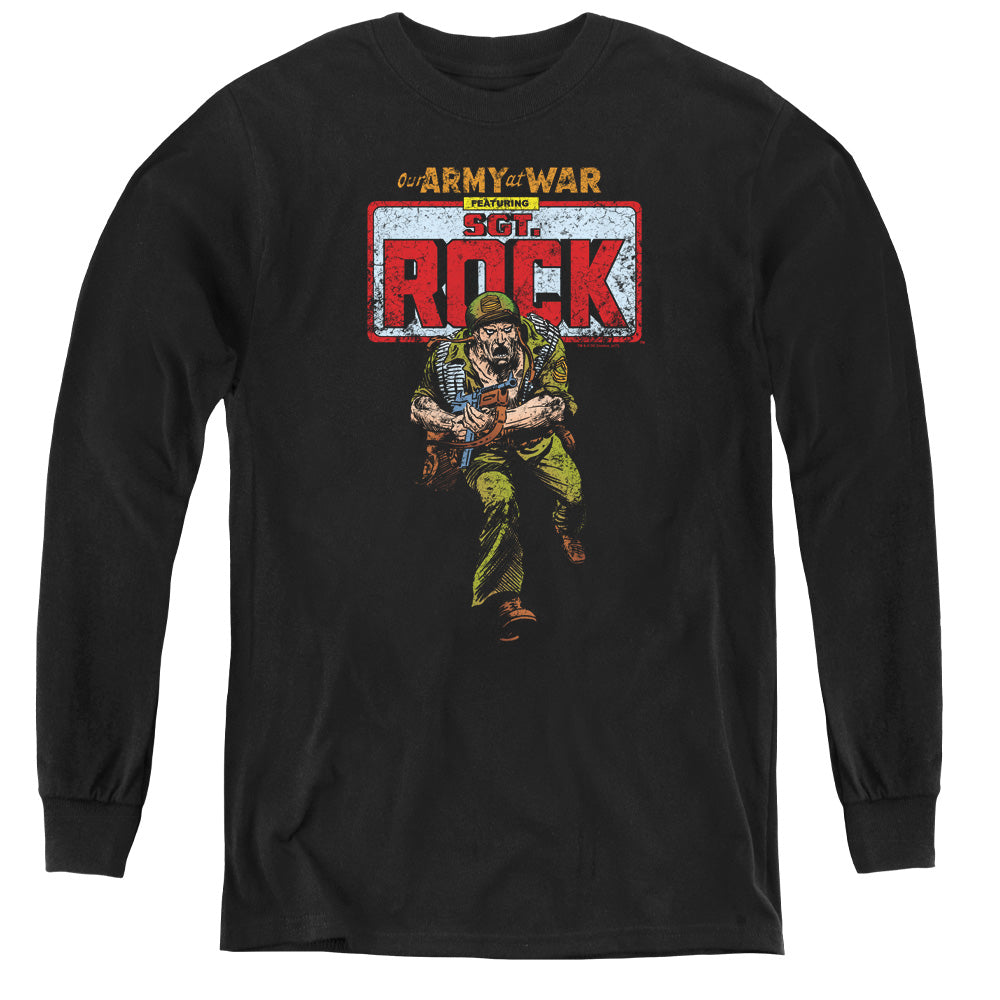 AN OFFCIALLY LICENSED DC SGT ROCK YOUTH LONG SLEEVE T-SHIRT BLACK