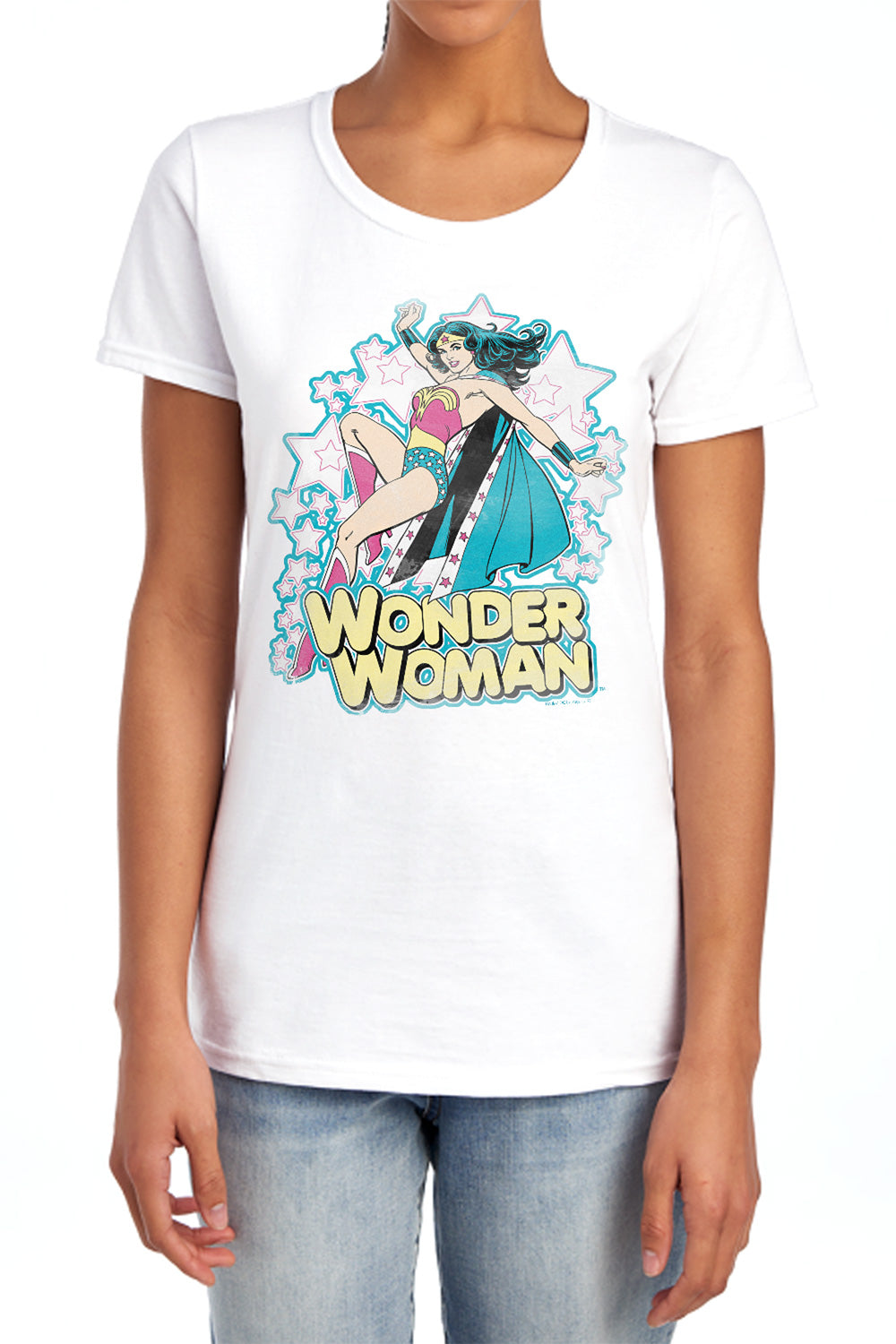 AN OFFCIALLY LICENSED DC IM WONDER WOMAN WOMEN'S REGULAR FIT T-SHIRT LIGHT BLUE