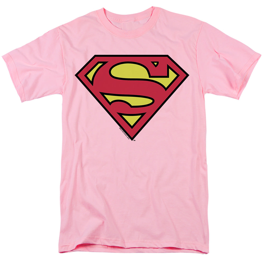 AN OFFCIALLY LICENSED DC SUPERMAN CLASSIC LOGO MEN'S REGULAR FIT T-SHIRT HOT PINK