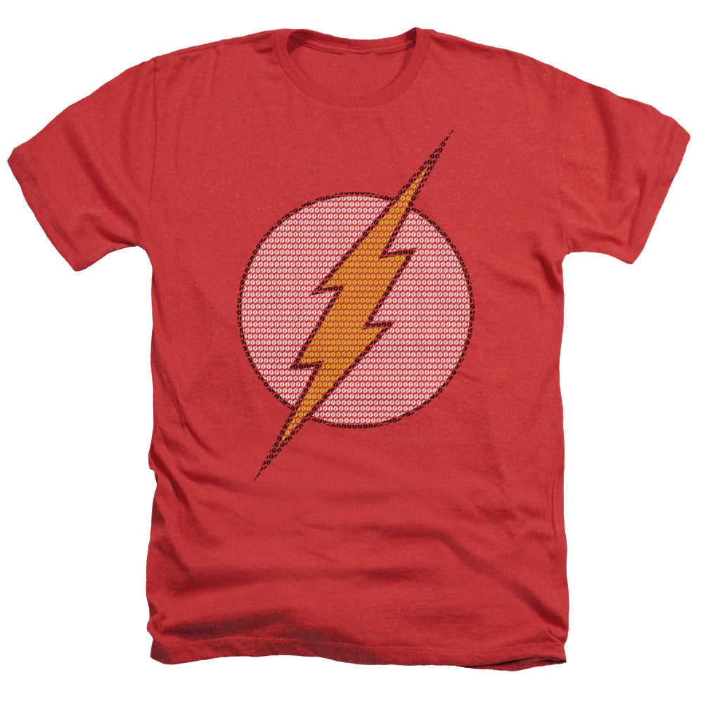 AN OFFCIALLY LICENSED DC FLASH FLASH LITTLE LOGOS MEN'S HEATHER T-SHIRT RED