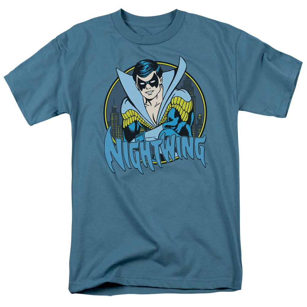AN OFFCIALLY LICENSED DC NIGHTWING MEN'S REGULAR FIT T-SHIRT SLATE