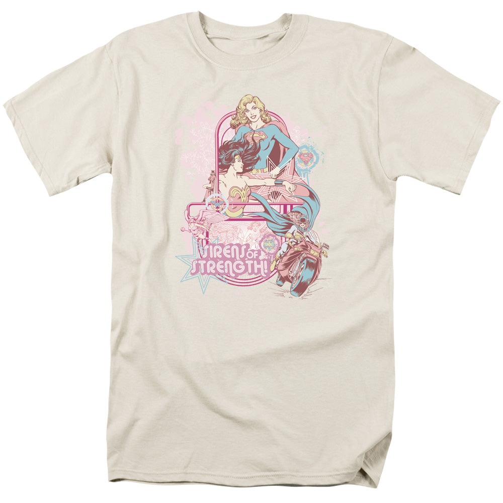 AN OFFCIALLY LICENSED DC SIRENS OF STRENGTH MEN'S REGULAR FIT T-SHIRT CREAM