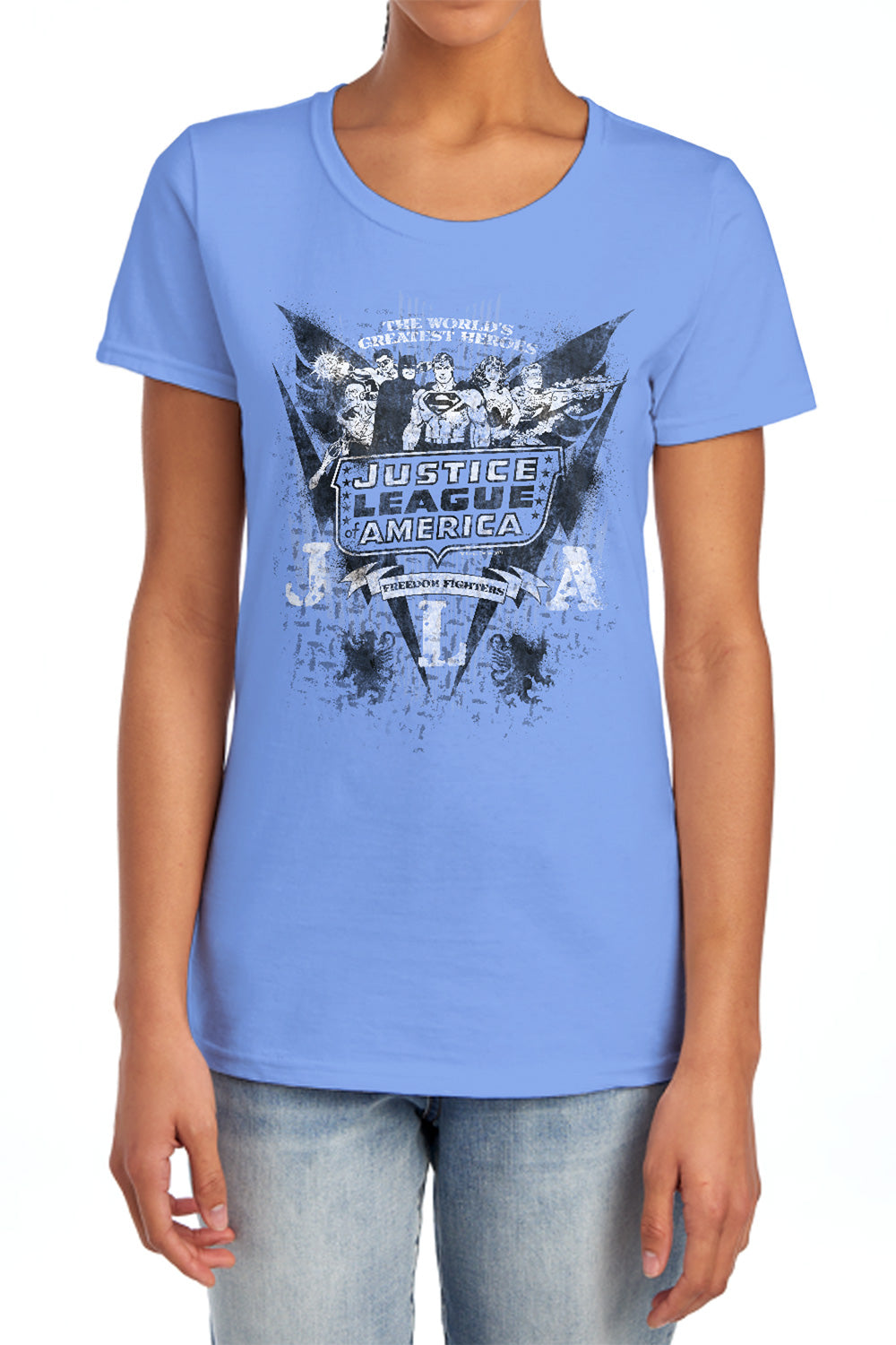 AN OFFCIALLY LICENSED DC GREATEST HEROES WOMEN'S REGULAR FIT T-SHIRT CHARCOAL