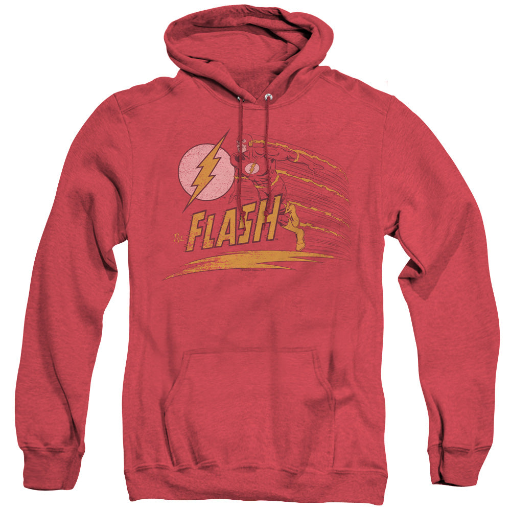 AN OFFCIALLY LICENSED DC FLASH LIKE LIGHTNING ADULT UNISEX HEATHER PULLOVER HOODIE RED