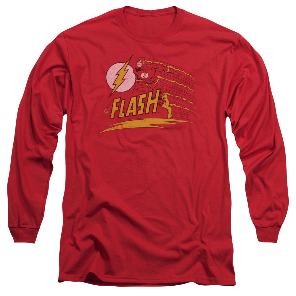 AN OFFCIALLY LICENSED DC FLASH LIKE LIGHTNING MEN'S LONG SLEEVE T-SHIRT RED