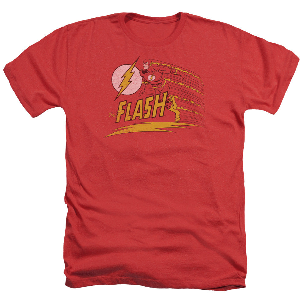 AN OFFCIALLY LICENSED DC FLASH LIKE LIGHTNING MEN'S HEATHER T-SHIRT RED