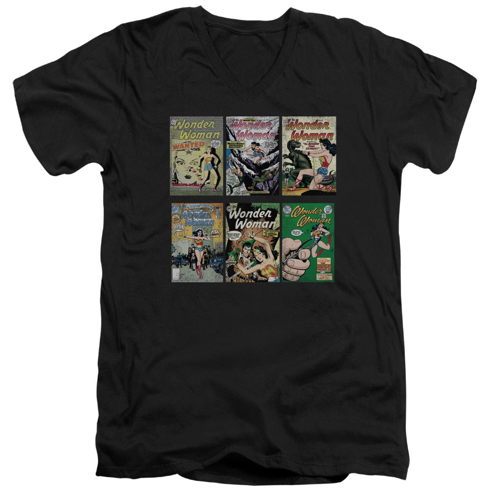 AN OFFCIALLY LICENSED DC WW COVERS MEN'S V-NECK T-SHIRT BLACK