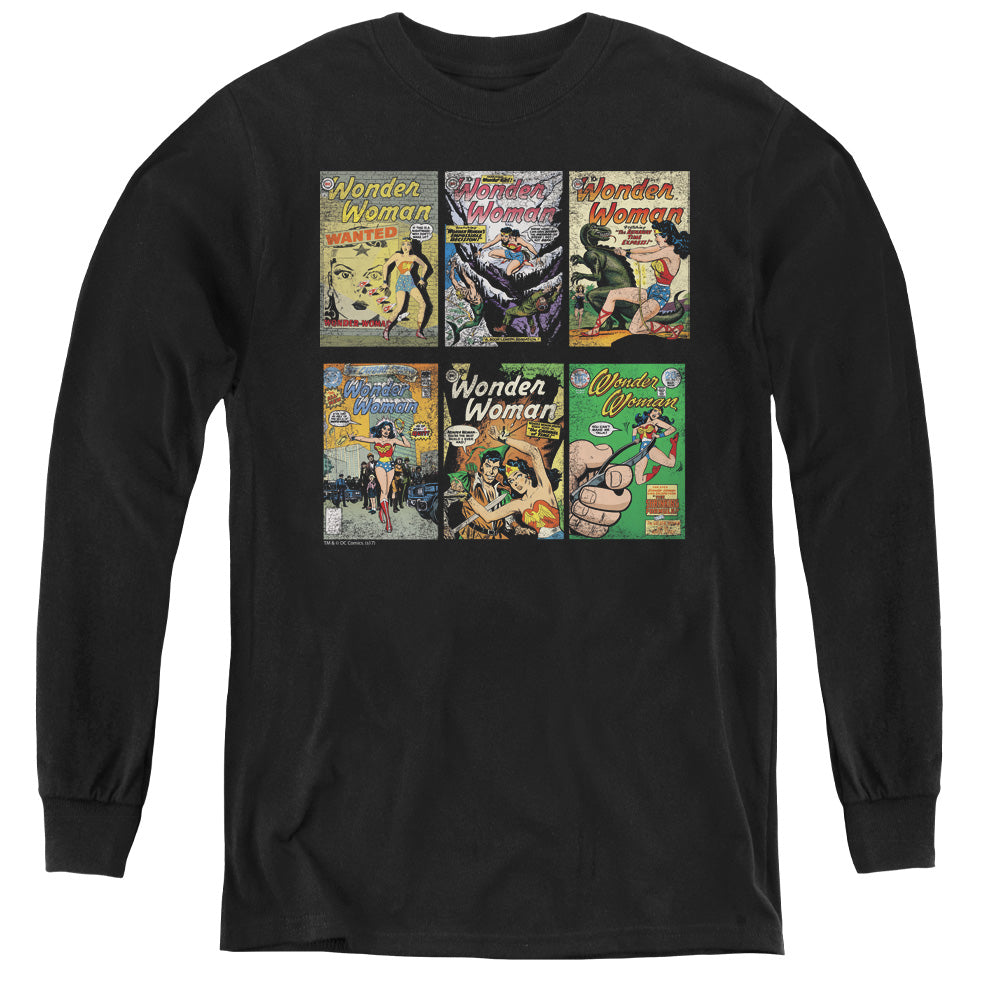 AN OFFCIALLY LICENSED DC WW COVERS YOUTH LONG SLEEVE T-SHIRT BLACK