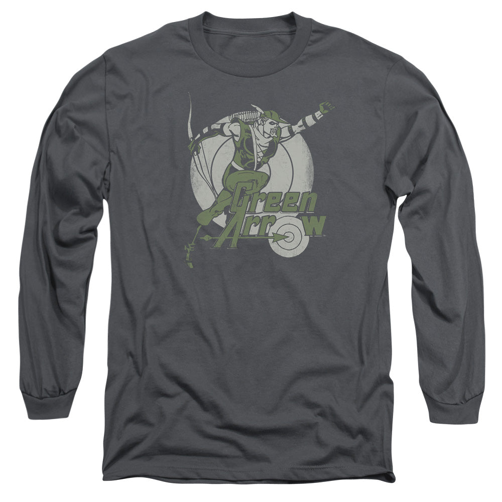 AN OFFCIALLY LICENSED DC RIGHT ON TARGET MEN'S LONG SLEEVE T-SHIRT CHARCOAL