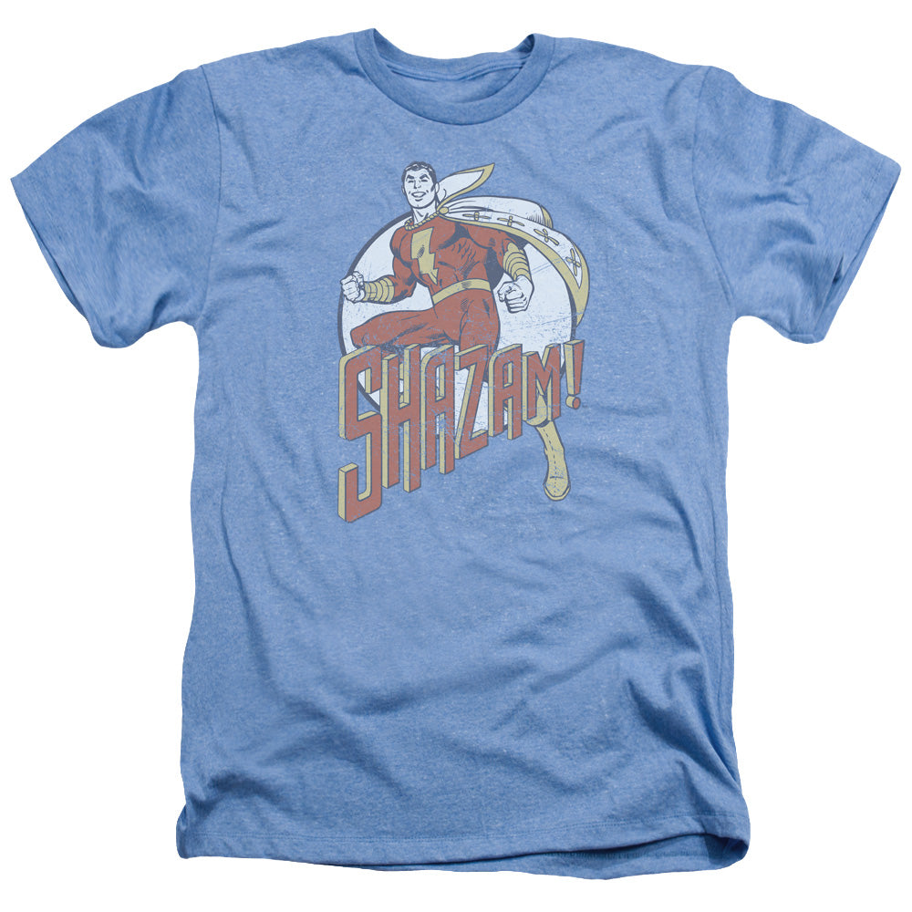 AN OFFCIALLY LICENSED DC STEPPING OUT MEN'S HEATHER T-SHIRT LIGHT BLUE