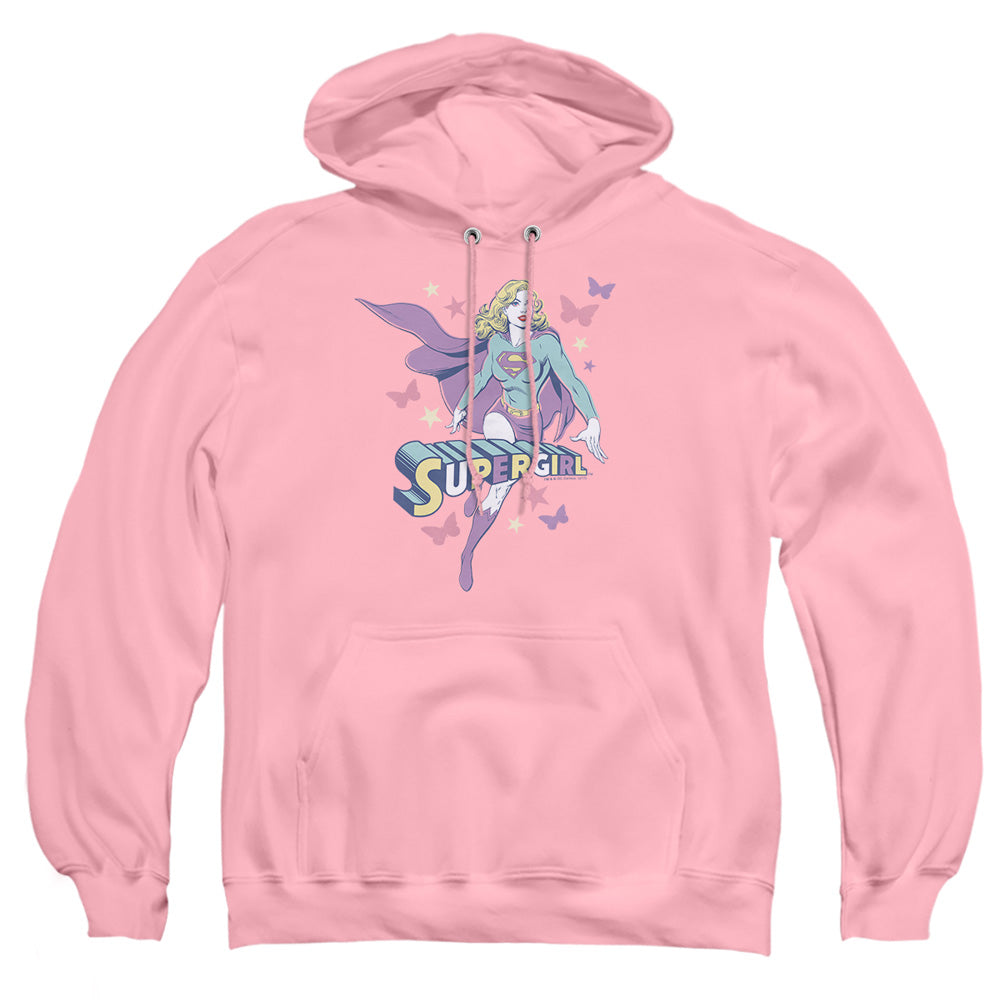 AN OFFCIALLY LICENSED DC SUPERGIRL PASTELS ADULT UNISEX PULLOVER HOODIE PINK
